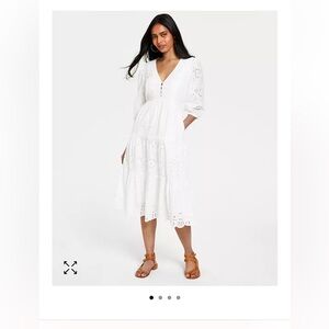 French Connection White Abana Biton Broderie Dress